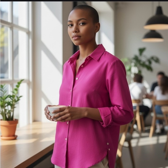 Foxcroft Tops - 🦊 Foxcroft Appleseed pink button-up shirt with a touch of elegance